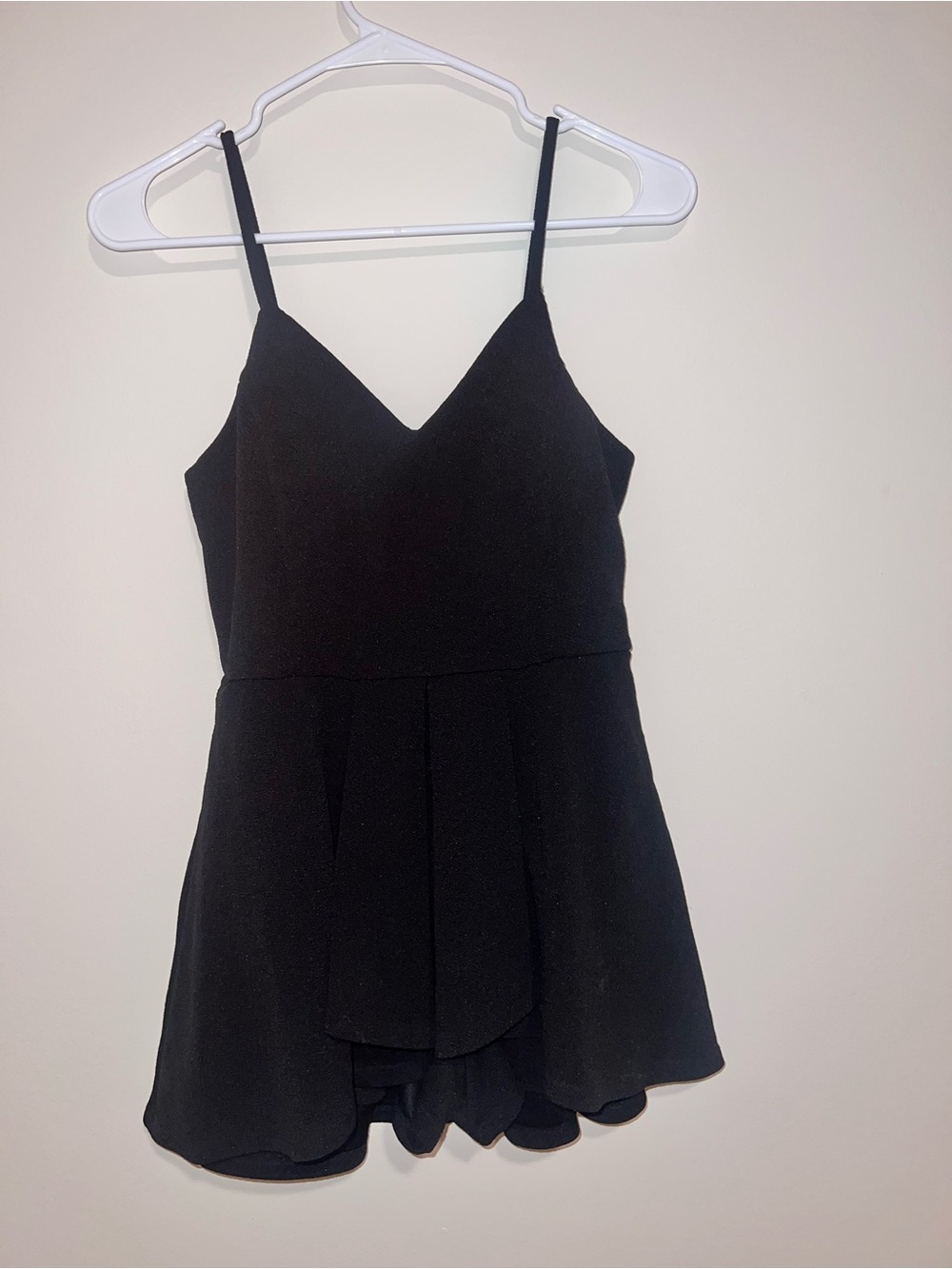 No Boundaries Black Spaghetti-Strap V-Neck Romper